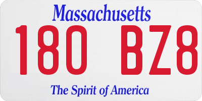 MA license plate 180BZ8