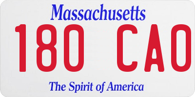 MA license plate 180CA0