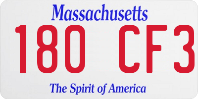MA license plate 180CF3