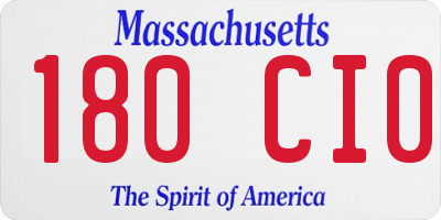 MA license plate 180CI0