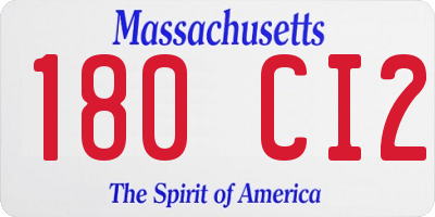 MA license plate 180CI2
