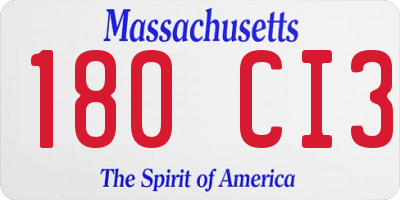 MA license plate 180CI3