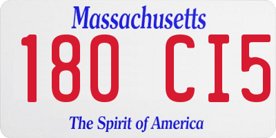 MA license plate 180CI5