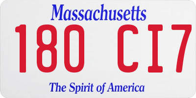 MA license plate 180CI7