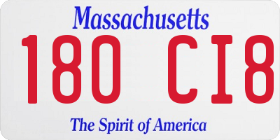 MA license plate 180CI8