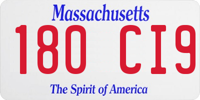 MA license plate 180CI9