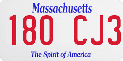 MA license plate 180CJ3