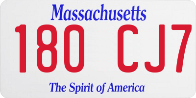 MA license plate 180CJ7
