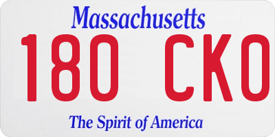 MA license plate 180CK0