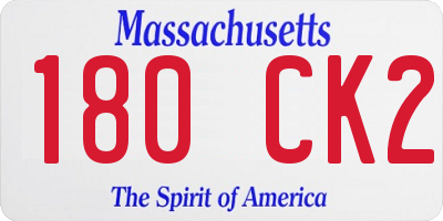 MA license plate 180CK2