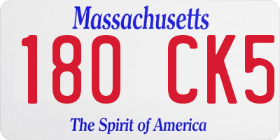 MA license plate 180CK5