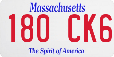 MA license plate 180CK6
