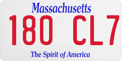 MA license plate 180CL7