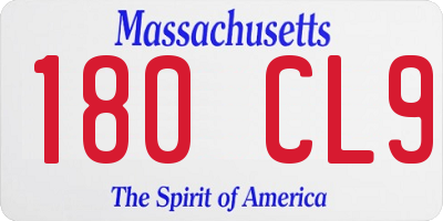 MA license plate 180CL9