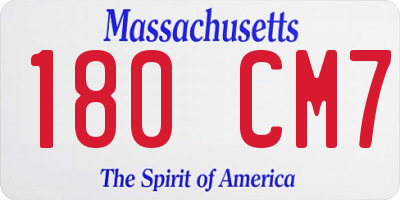 MA license plate 180CM7