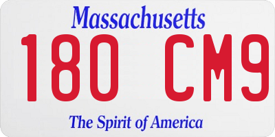 MA license plate 180CM9