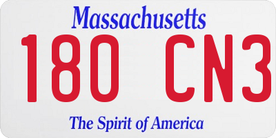 MA license plate 180CN3