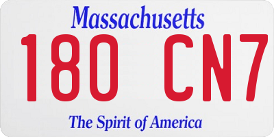MA license plate 180CN7
