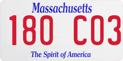MA license plate 180CO3