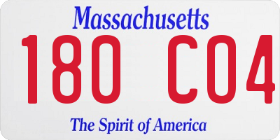 MA license plate 180CO4