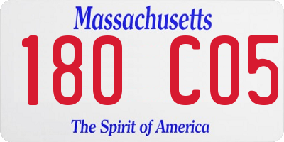 MA license plate 180CO5