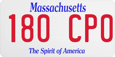 MA license plate 180CP0