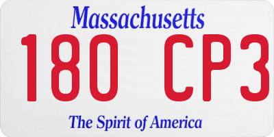 MA license plate 180CP3