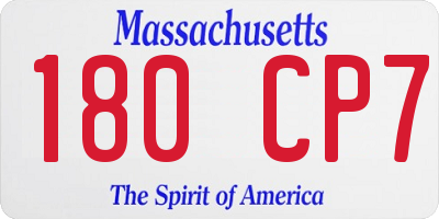 MA license plate 180CP7