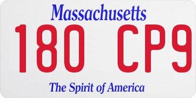 MA license plate 180CP9