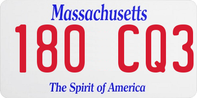 MA license plate 180CQ3