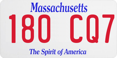 MA license plate 180CQ7