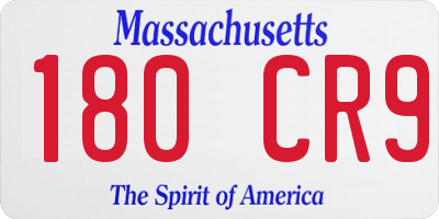 MA license plate 180CR9