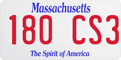 MA license plate 180CS3