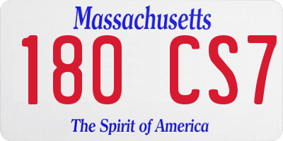 MA license plate 180CS7