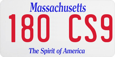 MA license plate 180CS9