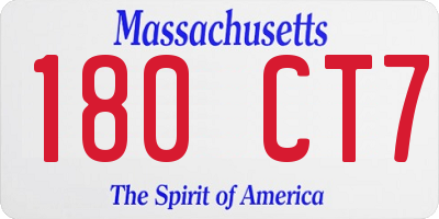 MA license plate 180CT7