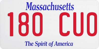 MA license plate 180CU0