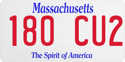 MA license plate 180CU2