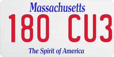 MA license plate 180CU3