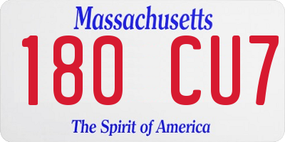 MA license plate 180CU7