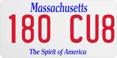 MA license plate 180CU8