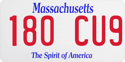 MA license plate 180CU9