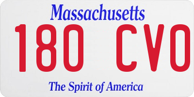 MA license plate 180CV0