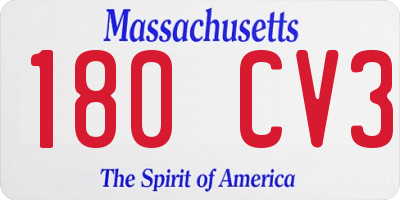 MA license plate 180CV3