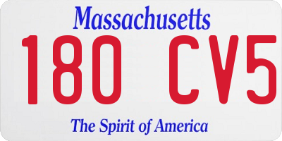 MA license plate 180CV5