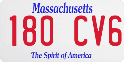 MA license plate 180CV6