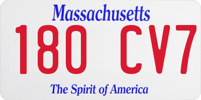 MA license plate 180CV7