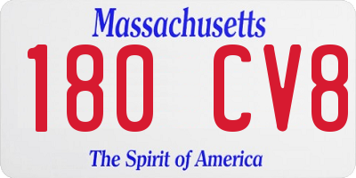 MA license plate 180CV8