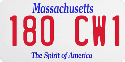 MA license plate 180CW1