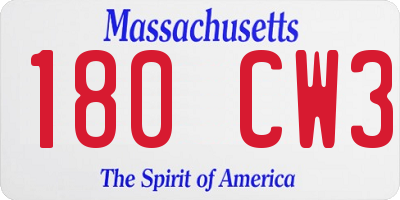MA license plate 180CW3